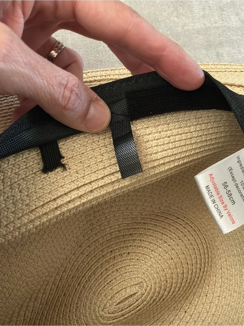 Unbranded Cream Straw Vegan Leather Banded Adjustable Fedora Hat 56-58CM